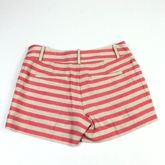 LOFT Womens 0 Striped Chino Shorts Linen Blend Casual Summer Preppy Beach Chic - Picture 9 of 10